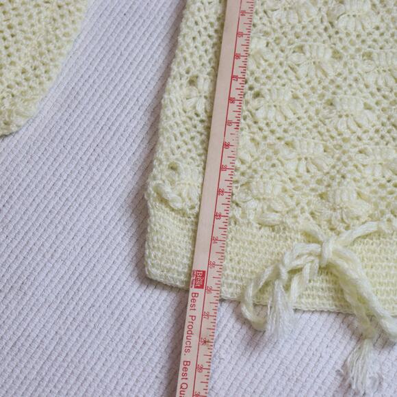 Vintage Handmade Crochet Knit Sweater Pullover Cream Open Weave Size M - Picture 4 of 6